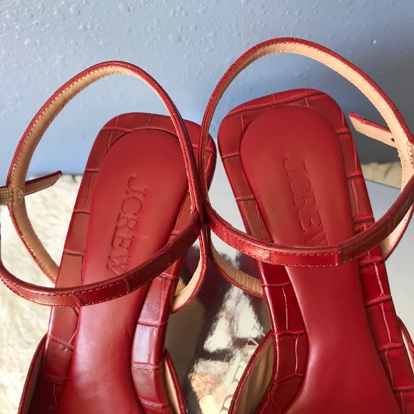 Red leather J Crew sandals size 8.5 - Picture 10 of 11